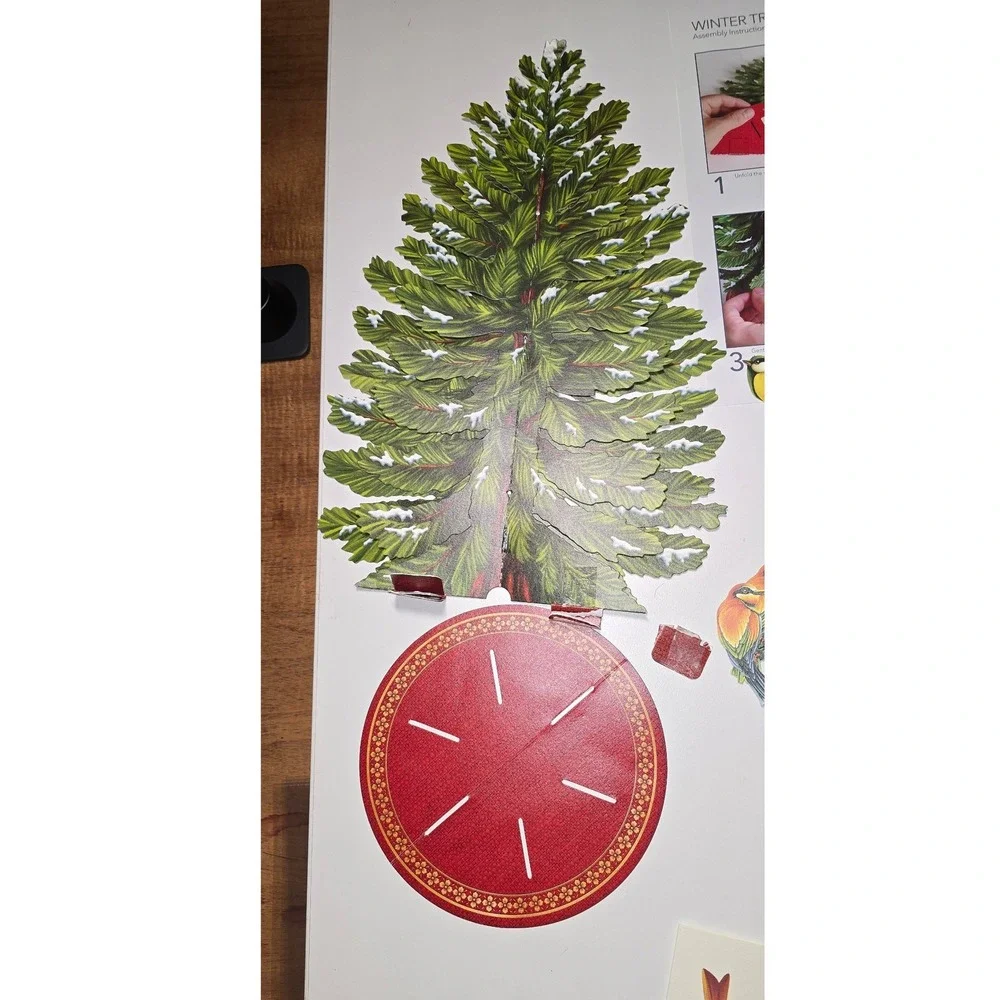 FreshCut Paper Winter Tree 3D Pop Up Card With Bird Embellishments card‎ Kit guc